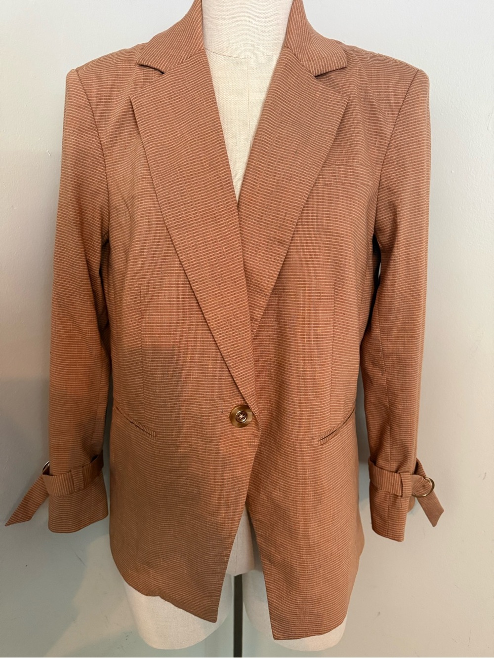 Veronica Beard Camel/Tan Single-Button Textured Blazer - Picture 10 of 15